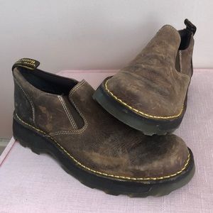 Dr. Martens leather brown slide on shoes!